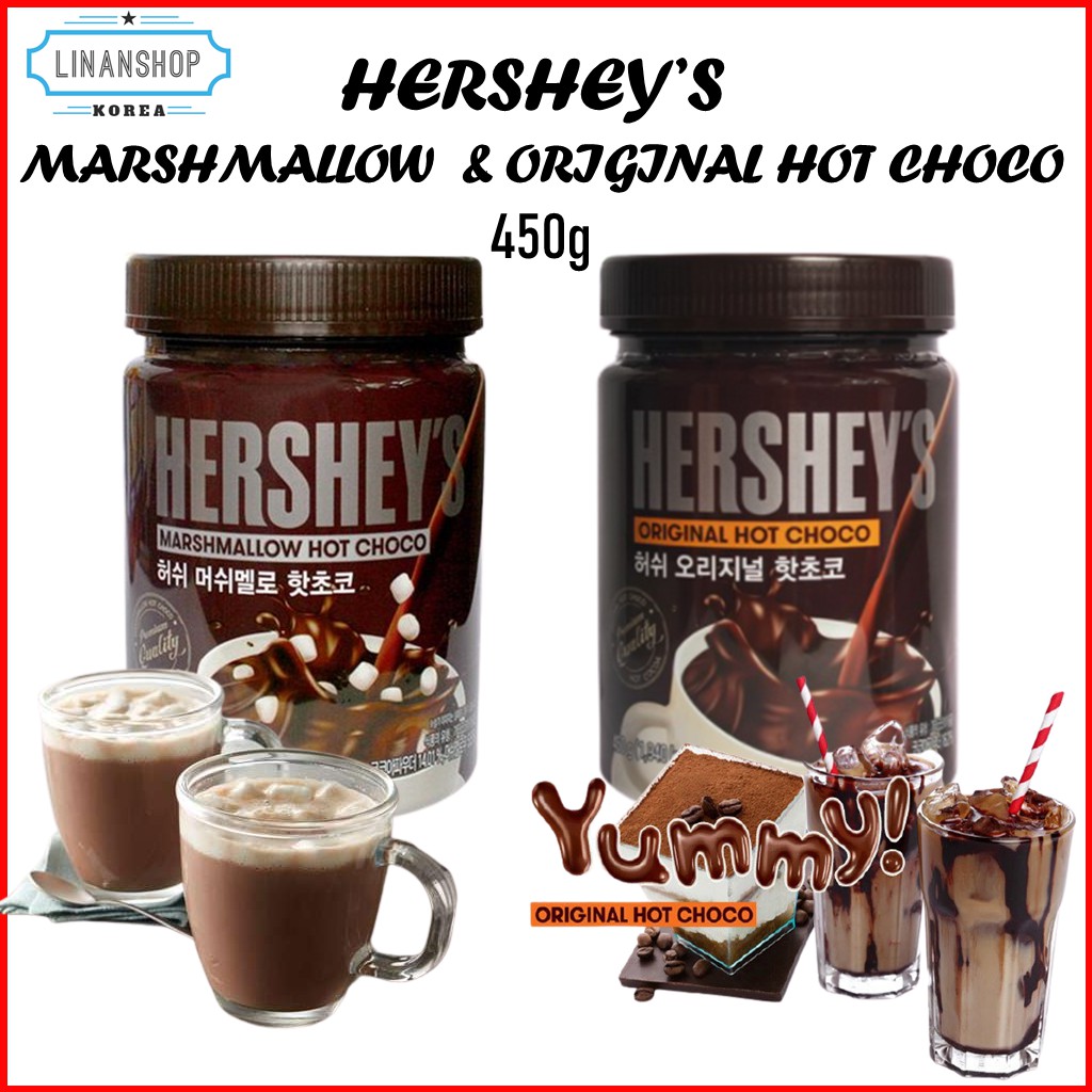 Hộp bột sô-cô-la nóng Hershey's Hàn Quốc 450G 2 loại (Cacao nóng nguyên vị / Cacao nóng kẹo dẻo)