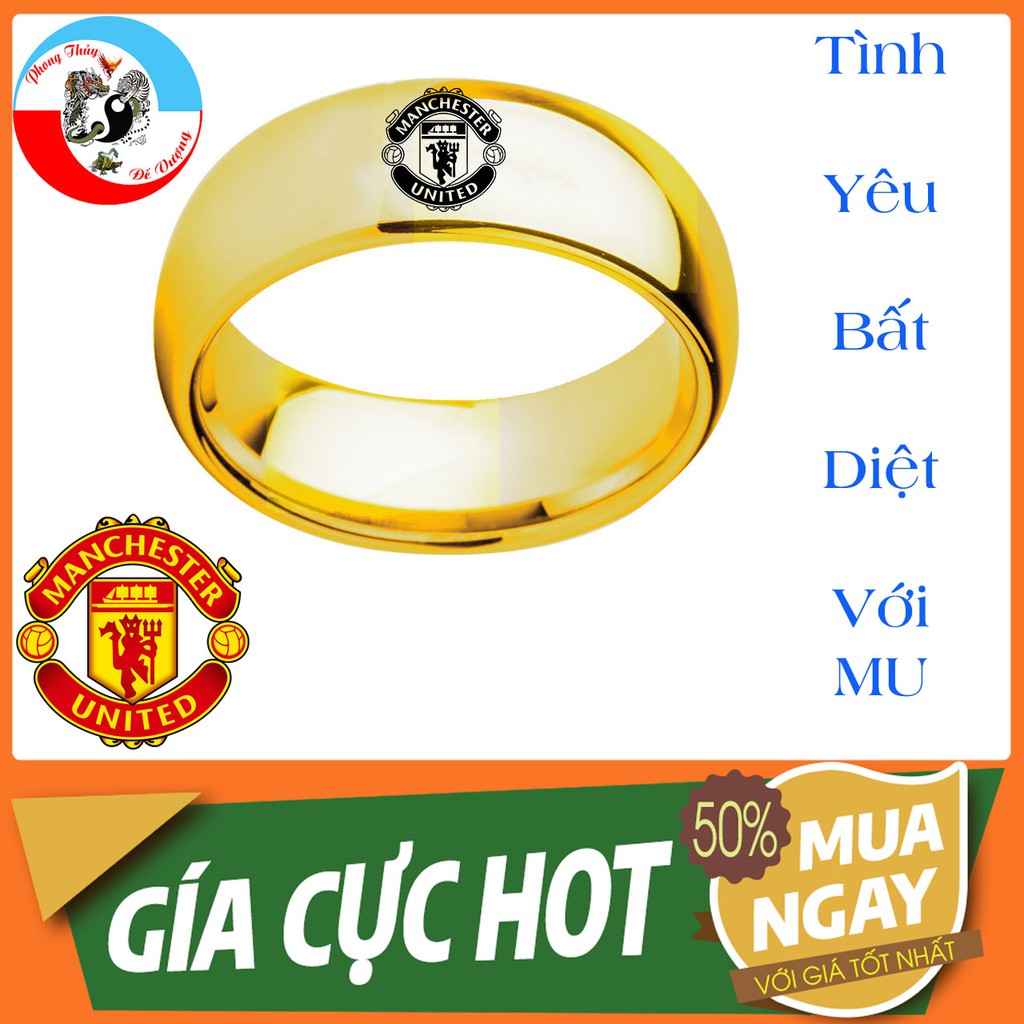 Nhẫn Nam Nữ Phong Cách Đẹp Ngầu Titan Không Gỉ Logo Manchester United Fan Christiano Ronaldo