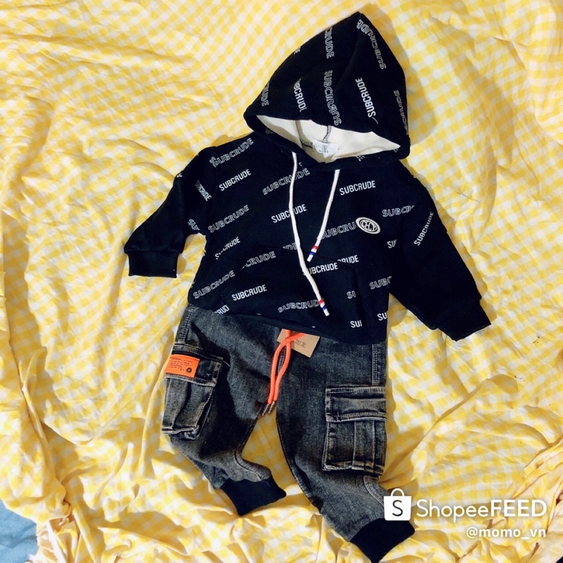 ÁO HOODIE NỈ LÓT NHUNG CHO BÉ TRAI SIZE NHÍ