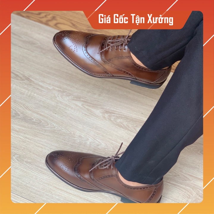 Giày Oxfords cao cấp,giầy tây nam, phun tỉa vùng quanh, BH 12 tháng