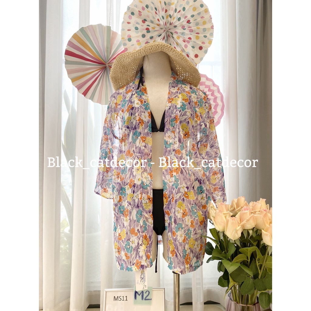 Kimono, Áo Choàng voan, áo khoác ngoài bikini Đi Biển Họa Tiết MS11