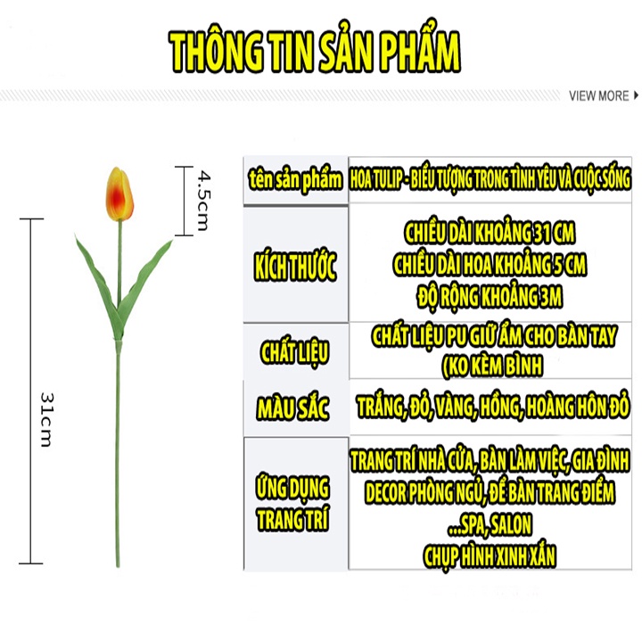 Hoa Tulip decor để bàn trang trí