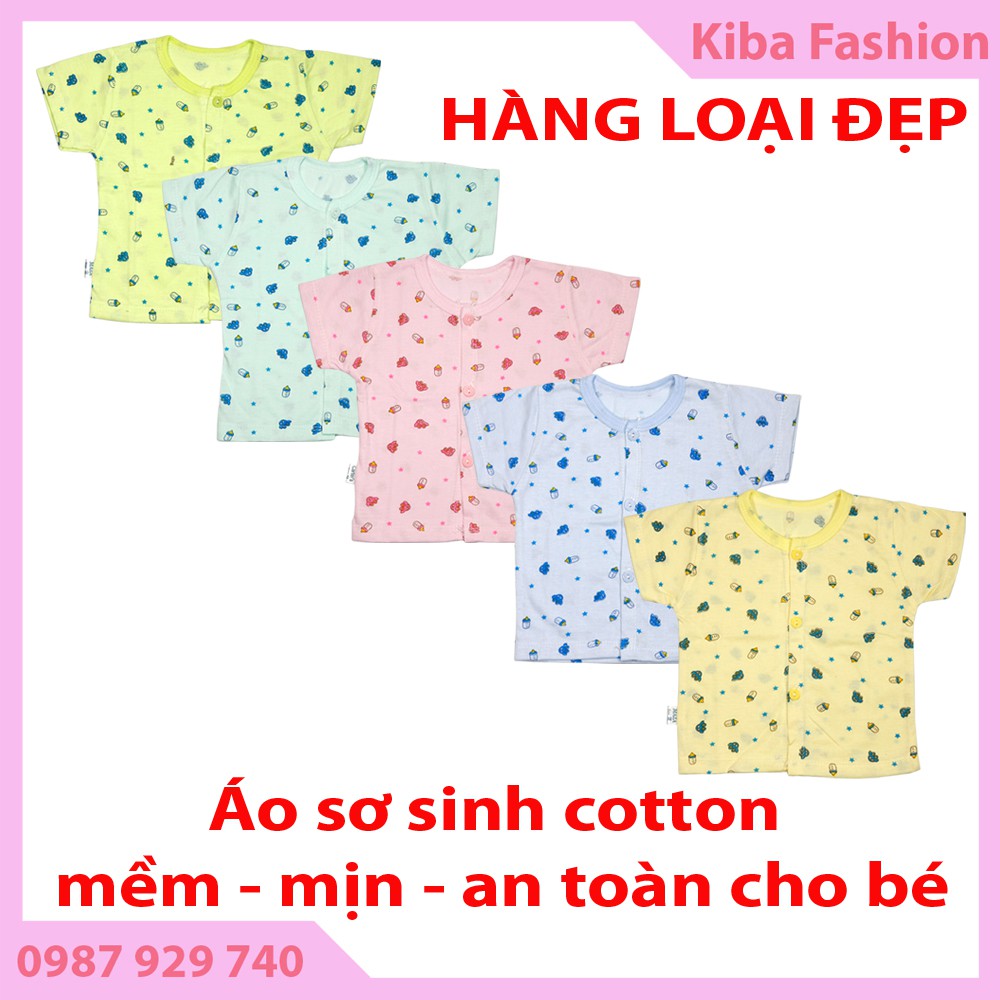 cộc tay khuy giữa cho bé sơ sinh từ 2-6kg (Cotton 100%, mềm mịn)