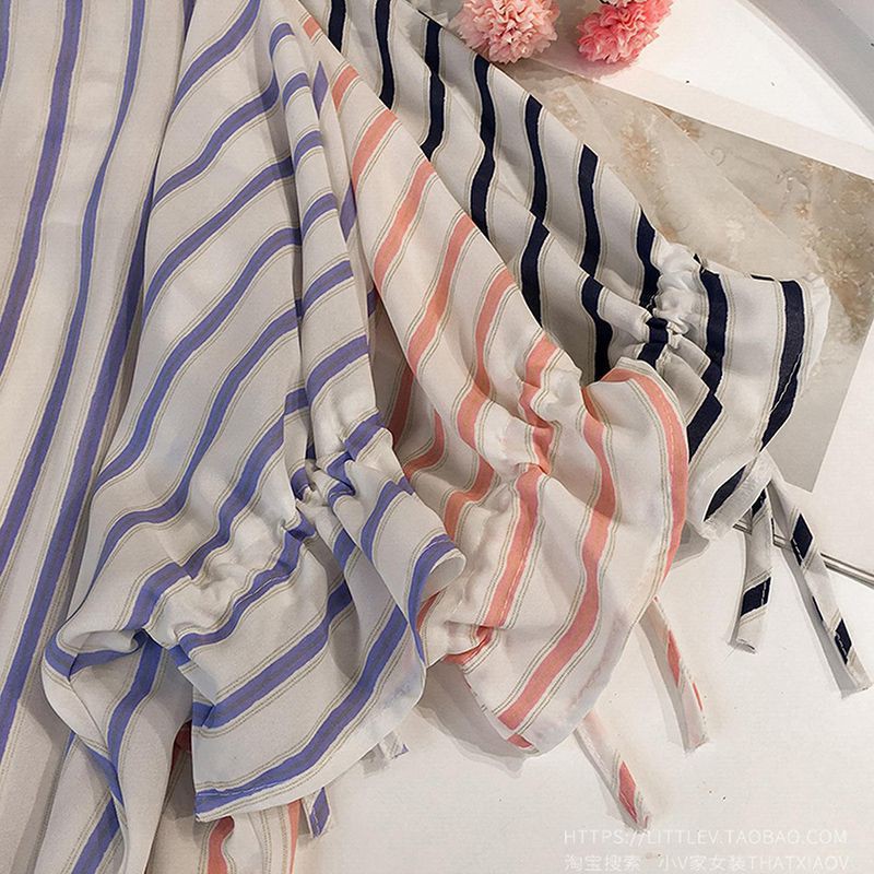 Áo chiffon nữ sọc dọc kiểu Hàn Quốc