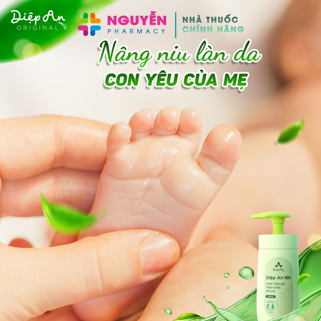 [CÔNG TY] Nước tắm gội thảo dược trẻ em Diệp An Nhi 220ml - Cho bé từ 0 đến 4 tuổi