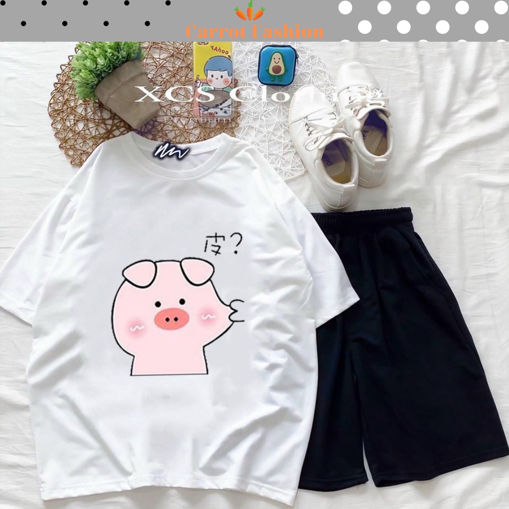 Sét Bộ Đồ Ngủ Nữ Mặc Nhà Siêu Xinh, Áo Thun Nữ Cotton In Bò Sữa  Mix Quần Short Đùi Nữ Phong Cách Thời Trang Hàn Quốc