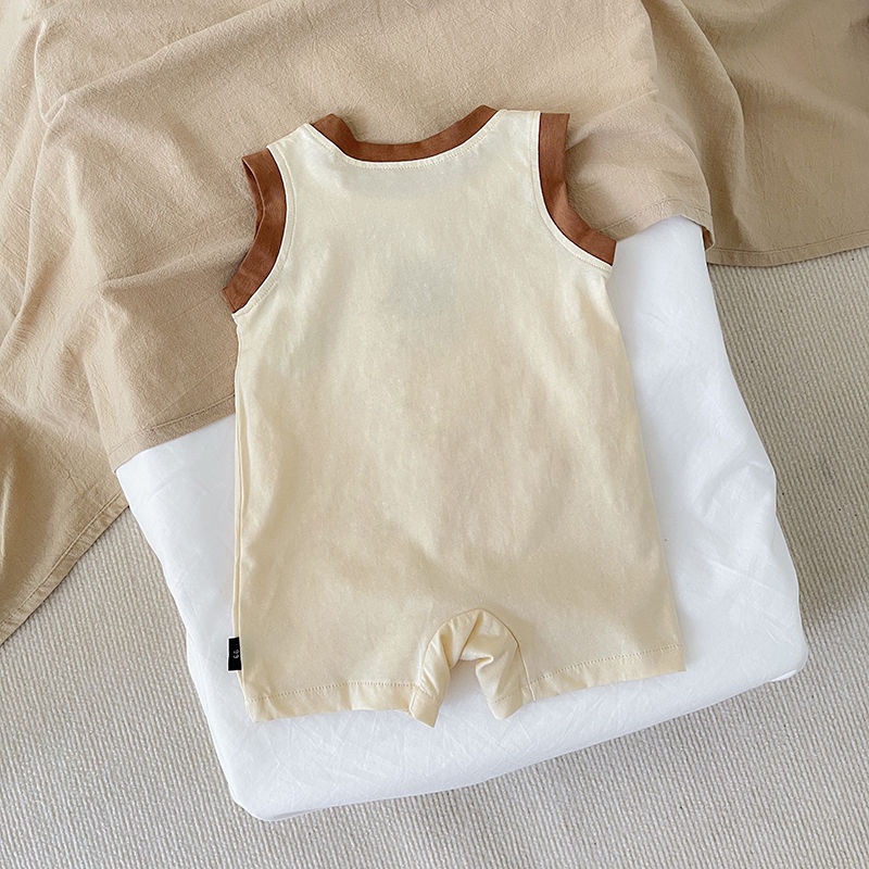 Áo Liền Quần Không Tay In Hình Gấu Hoạt Hình Thời Trang Mùa Hè Dành Cho Trẻ Nhỏ Mới Sinh