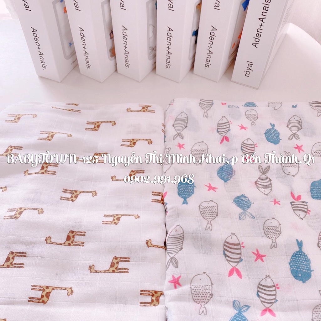 Hộp 2 Khăn Aden &amp; Anais Sợi Tre Cao Cấp Siêu Mềm khổ 115x115cm
