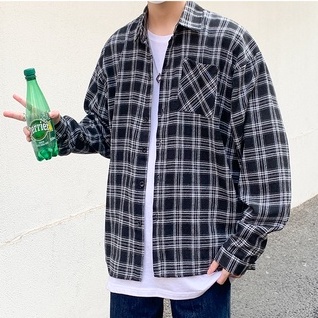 Áo Sơ Mi From Rộng , Áo Khoác Kẻ Sọc Trắng Đen Phong Cách Hàn Quốc Cho Cả Nam Và Nữ Hot 2022