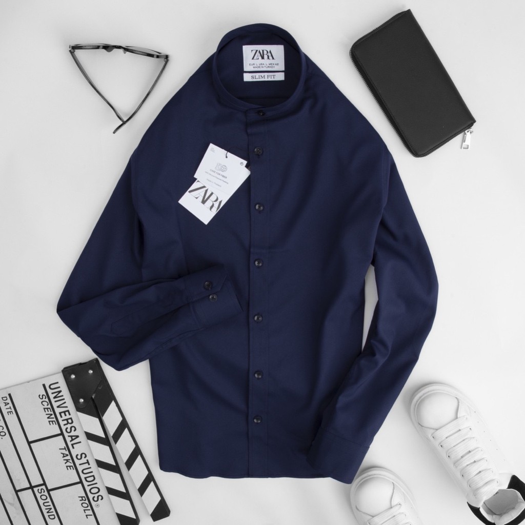 Áo sơ mi nam trơn dài tay cao cấp Za.Ra vải lụa form rộng thoải mái mặc mát VBSHOP