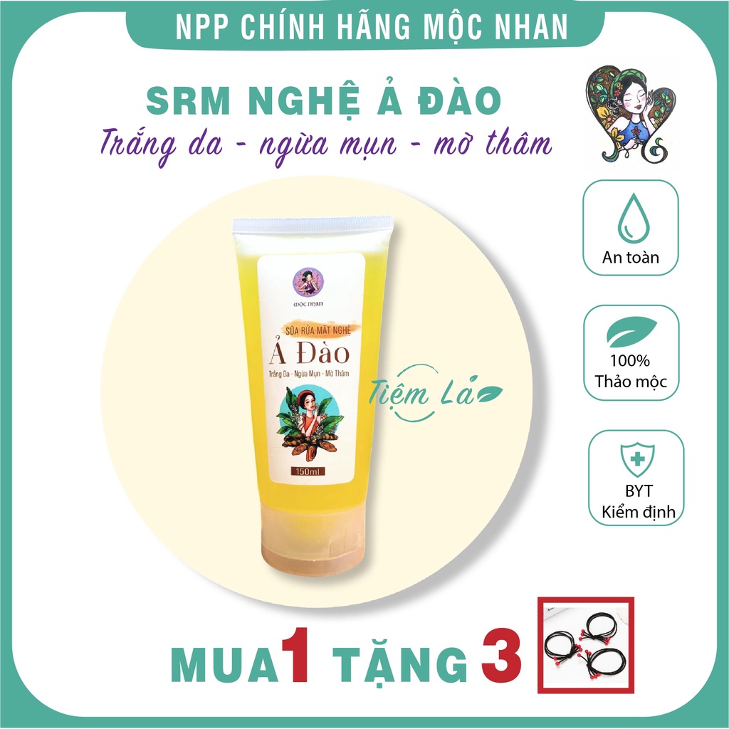 Sữa rửa mặt nghệ Ả Đào, sữa rửa mặt cho da dầu,mụn nhạy cảm,sáng da giảm mụn mờ thâm MỘC NHAN 150ml