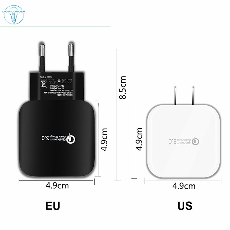 Củ sạc nhanh QC3.0 cổng cắm USB đầu cắm EU US