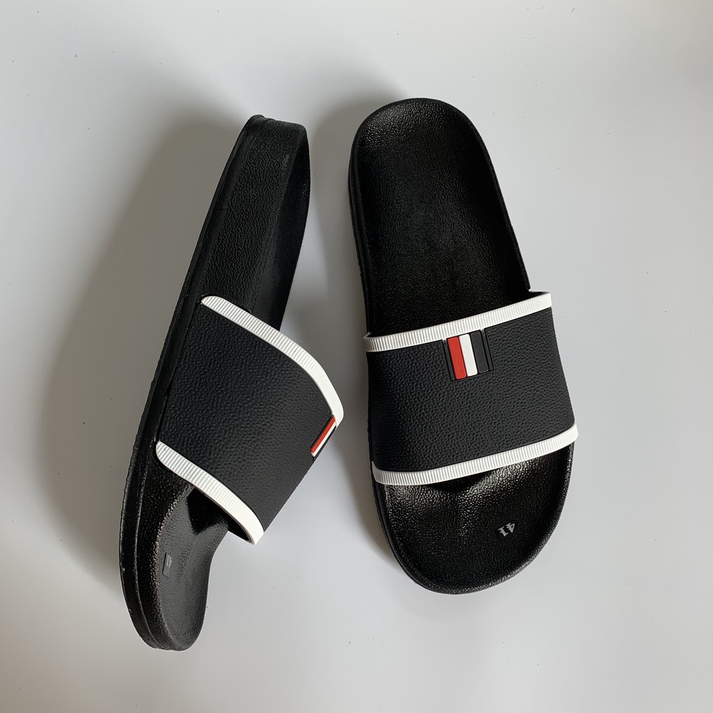 Dép nam đẹp Thom Browne CAO CẤP vân chìm siêu nét viền quai trắng