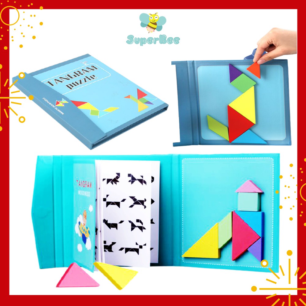 Đồ Chơi Ghép Hình Sáng Tạo, Tangram Puzzle, Đồ Chơi Xếp Hình Gỗ SuperBee, Tăng Tư Duy Sáng Tạo Cho Bé