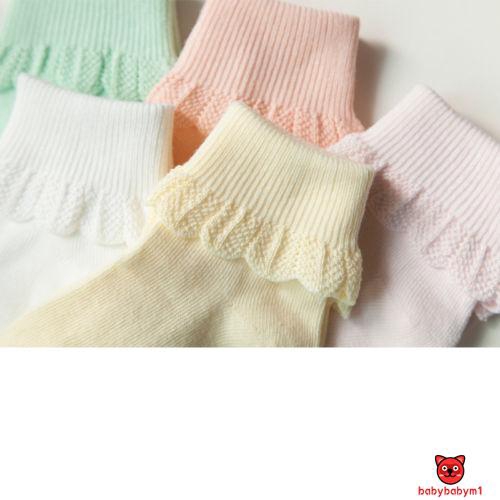 Set 5 đôi vớ cotton phối ren dễ thương dành cho bé gái