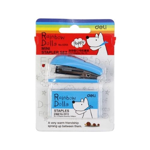 [Chính hãng] Dập ghim mini số 10 Deli Stapler 0253 bao gồm hộp ghim (Xanh dương - Đỏ - Xanh lá)