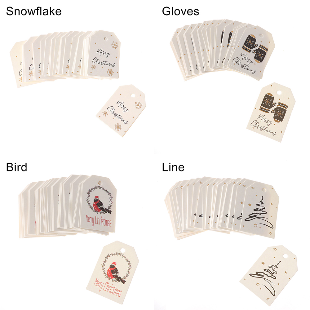 Set 50 thẻ tag giấy phong cách Giáng sinh trang trí đa dụng