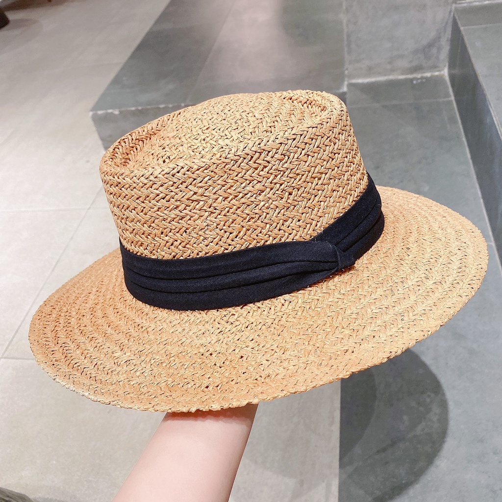 Mũ cói nữ đi biển thắt ruy băng vintage không gây ngứa đầu cực sang chảnh Ròm House mũ cói phong cách Hàn quốc cao cấp