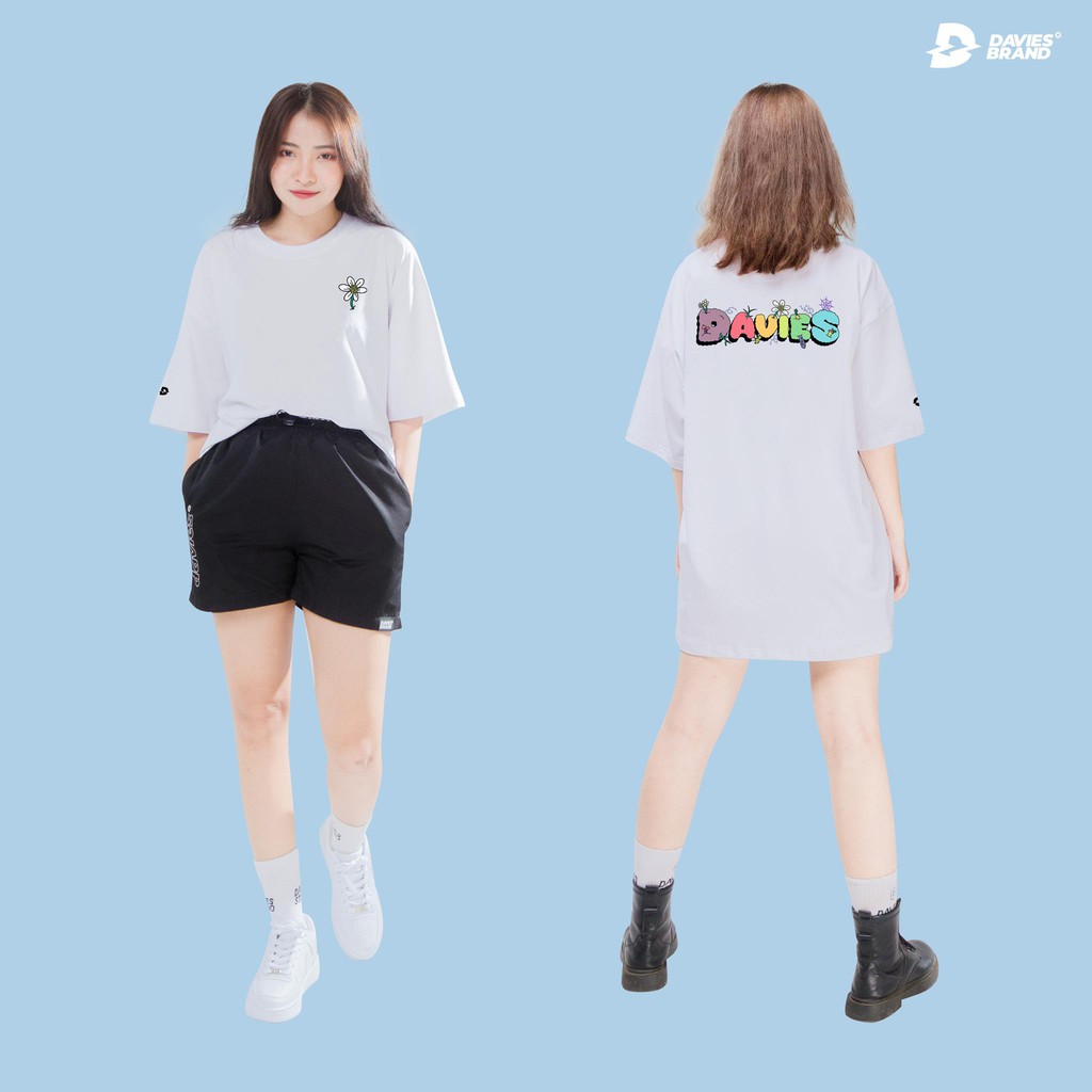 DAVIES - Áo thun tay lỡ nữ form rộng màu trắng - White Davies Farm Tee.