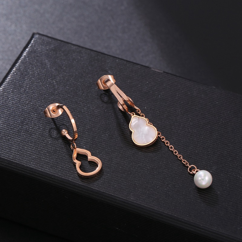 Anti-Allergy Stainless Steel Elengant Rose Gold Rhinestone Drop Earrings Heart Butterfly Shell Dangle Earring #5040