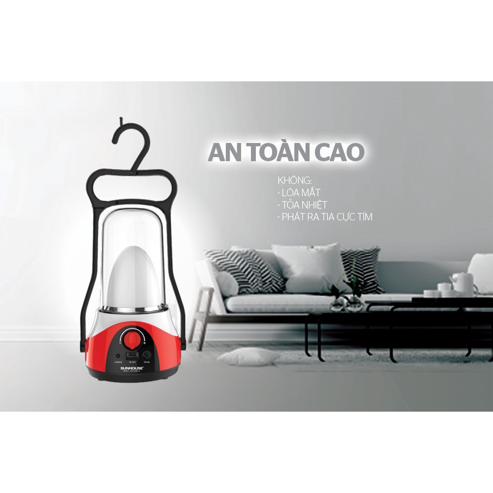 Đèn tích điện Sunhouse SHE-6036LA, đèn sạc tích điện đa năng  - BẢO HÀNH 12 THÁNG