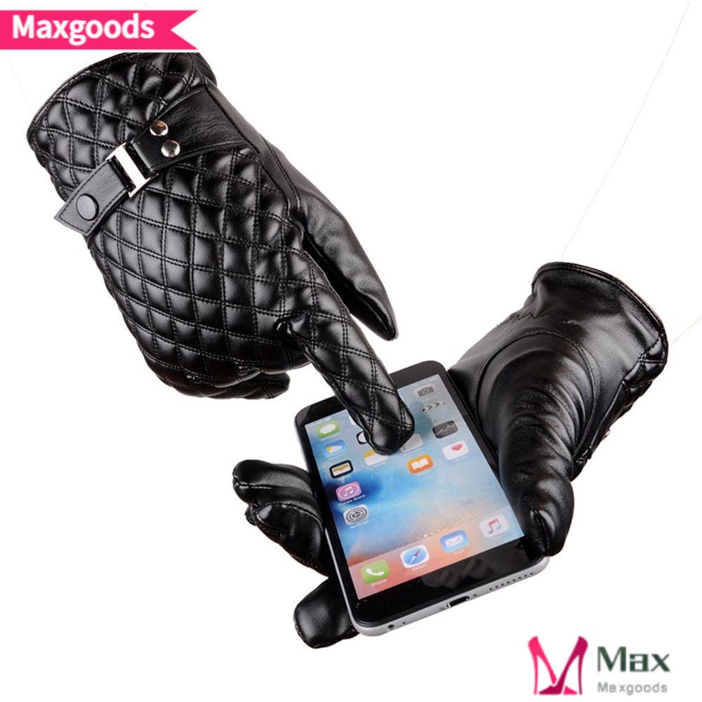Găng Tay Mùa Đông Bằng Da PU Màu Đen Cho Nam Khi Lái Xe Máy