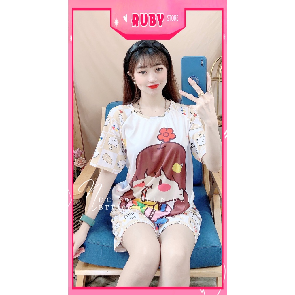 Đồ bộ nữ mặc nhà chất thun mềm mát in hình hoạt hình dễ thương BTT106