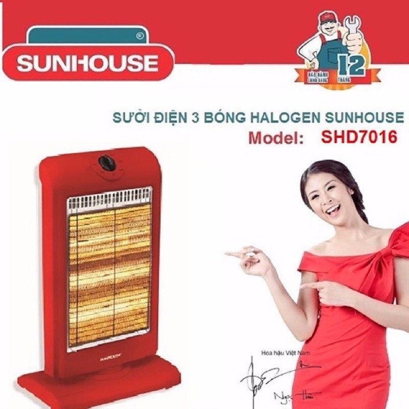 Đèn sưởi 3 bóng Sunhouse SHD7016, Máy sưởi sunhouse SHD7016, tốc độ làm ấm nhanh, tỏa nhiệt đều.