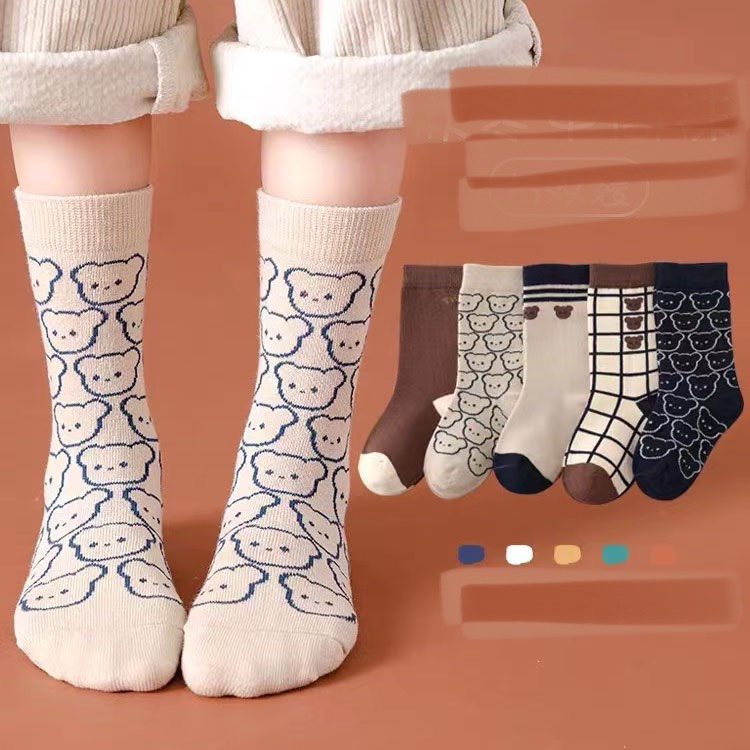 Sét 5 đôi tất len hình Gấu nâu cho bé