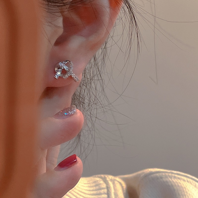 Khuyên Tai Thắt Nút Đính Đá Zircon Cao Cấp Thiết Kế Thanh Lịch Cho Nữ