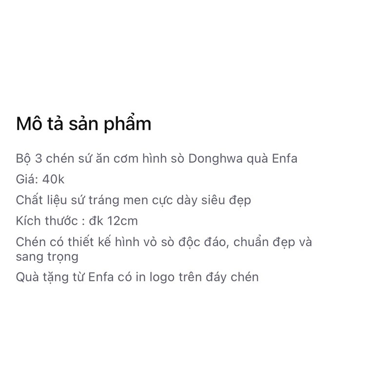 BỘ 3 CHÉN GỐM SỨ DONGHWA