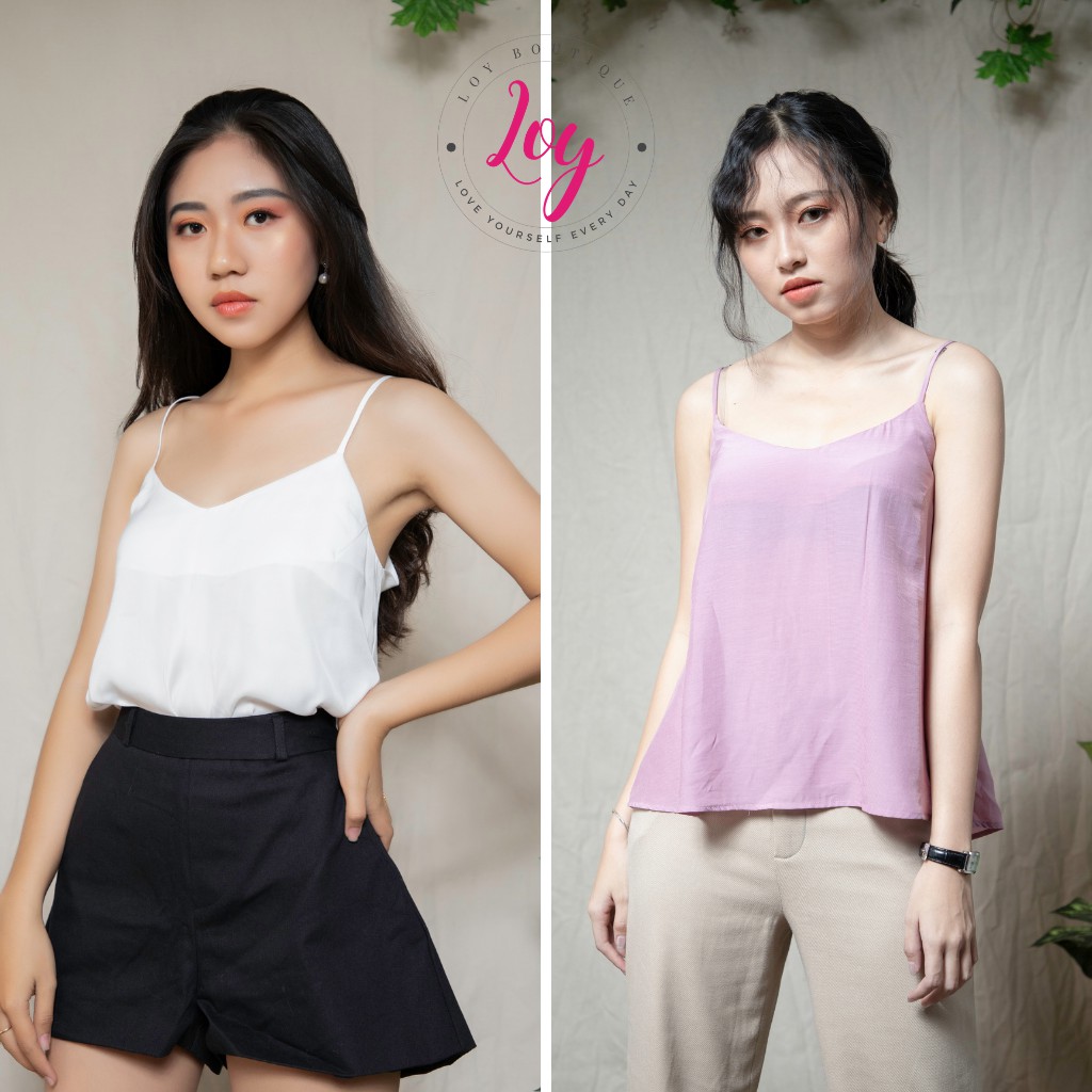 Áo hai dây nữ ❤ áo 2 dây cổ tim ➖ chất lụa silk ➖ chất vải mát với màu trơn 〰 HOT TREND tôn da ; dễ phối