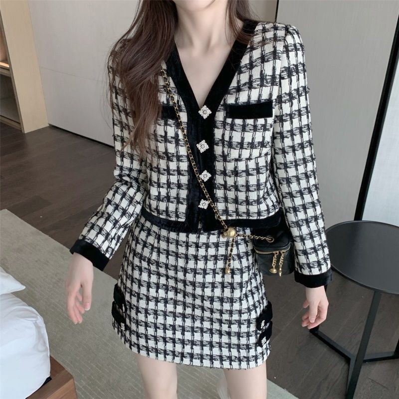 Bộ Đồ Vest Hai Món Dáng Ôm Họa Tiết Houndstooth Kiểu Retro Thời Trang 2020