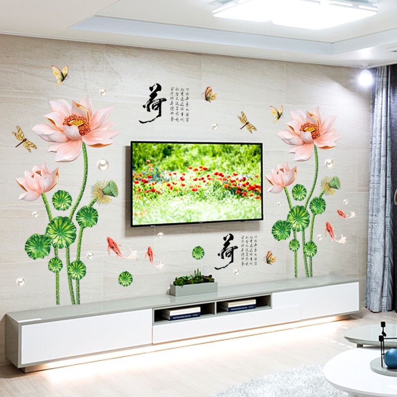 Decal dán tường Hoa sen mới 01