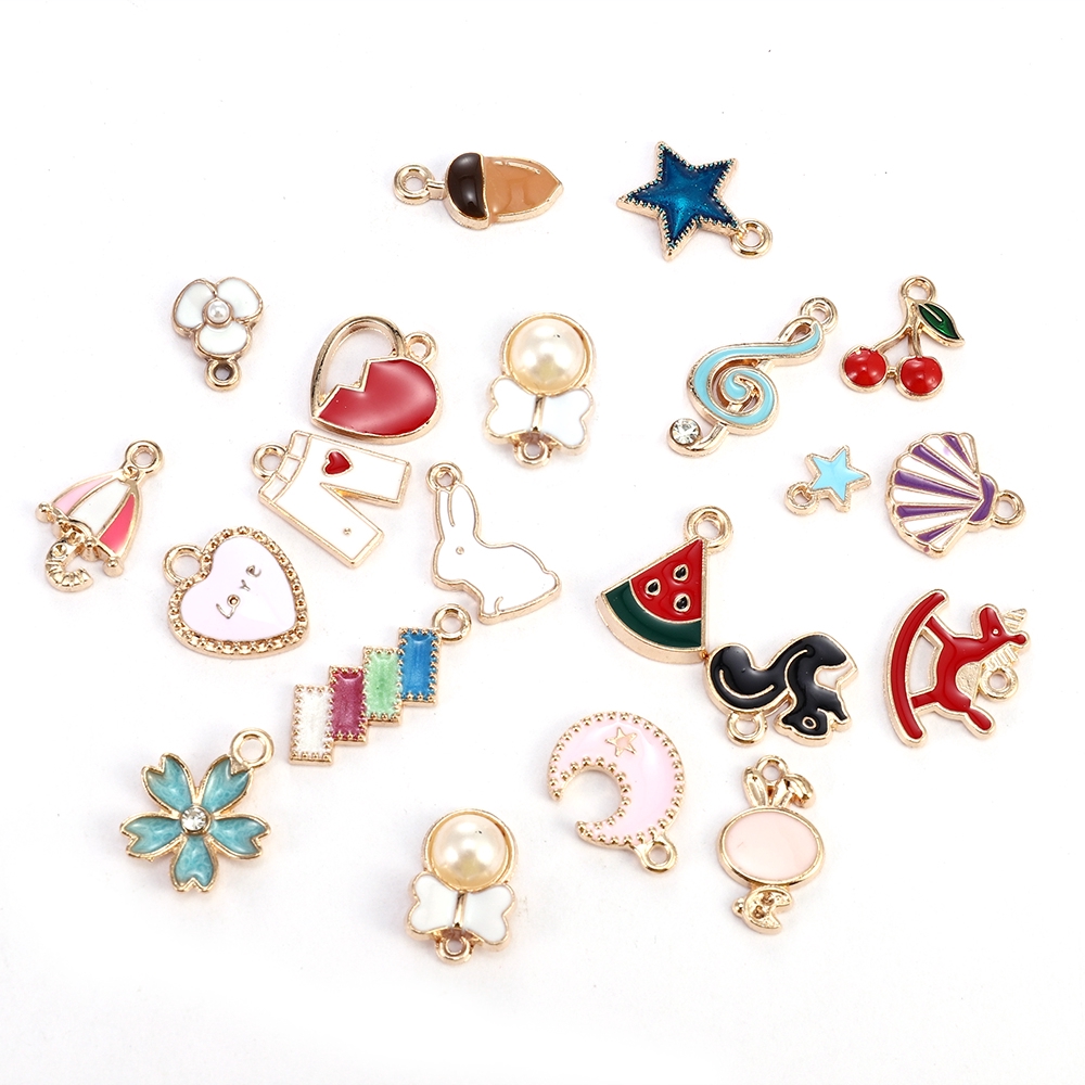 Set 20 mặt dây chuyền tráng men họa tiết ngẫu nhiên