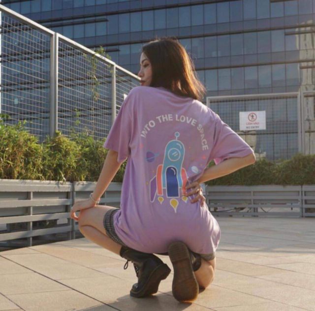 Áo Thun Unisex Tím Hottrend Tên Lửa Hình Thật