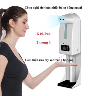 Máy đo nhiệt độ không tiếp xúc kèm xịt khuẩn tự động hỗ trợ phòng chống dịch COVID19.