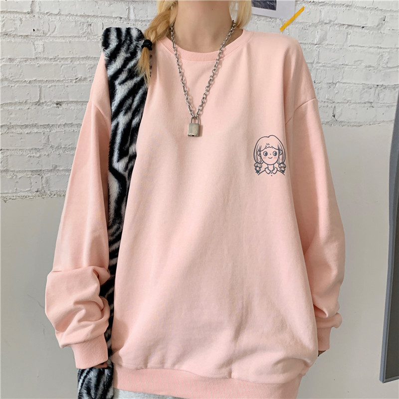 Áo Sweater Tay Dài Dáng Rộng Phong Cách Hàn Quốc Dễ Thương Thời Trang Cho Các Cặp Đôi