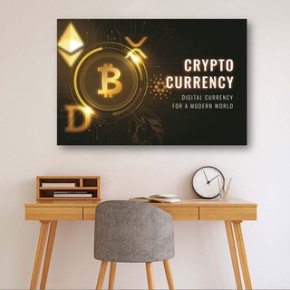 Tranh treo tường “Crypto currency” | Tranh đồng Bitcoin W8041