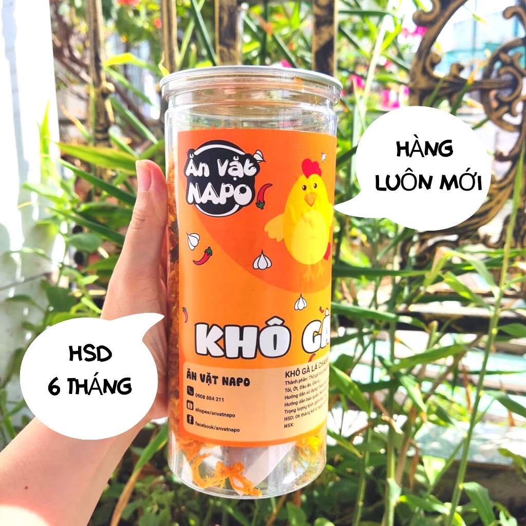 Khô gà lá chanh, khô gà cay ăn vặt NAPO hủ 300gr | BigBuy360 - bigbuy360.vn