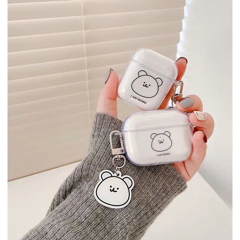 Vỏ Bảo Vệ Tai Nghe Không Dây Case Airpods 1 2 3 Pro Trong Suốt In Hình Kèm Móc Khóa Dễ Thương Chống Bụi Chống Trầy