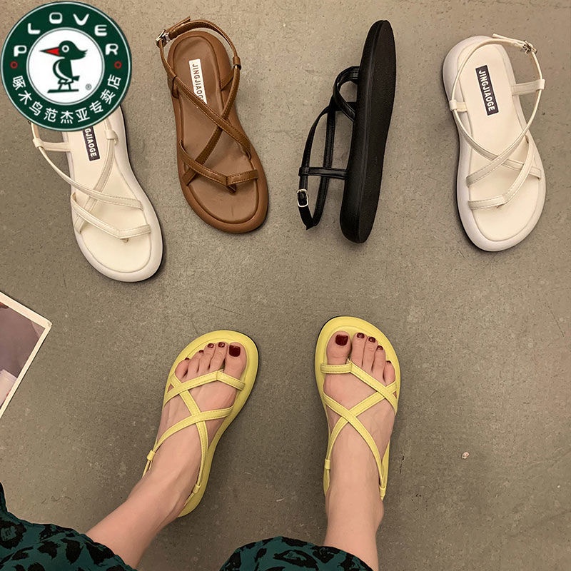 Xinng-tang-ttan Giày Sandal Đế Dày Phong Cách La Mã Retro Dễ Phối Đồ Thời Trang Mùa Hè Dành Cho Nữ