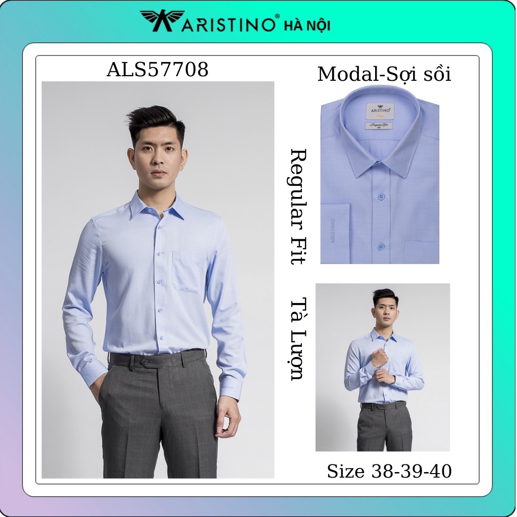 Áo sơ mi nam dài tay ARISTINO reguler  sợi sồi tà lượn als57708