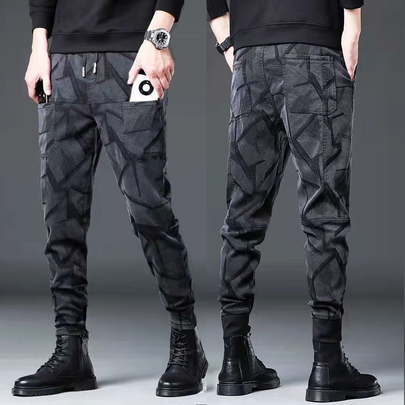 Quần Jean Thể Thao Ống Rộng Họa Tiết Rằn Ri Cá Tính Theo Phong Cách Hàn Quốc Dành Cho Nam | BigBuy360 - bigbuy360.vn