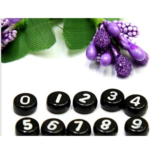 Set 5-25gam Hạt Chữ số tròn nhiều màu 4x7mm