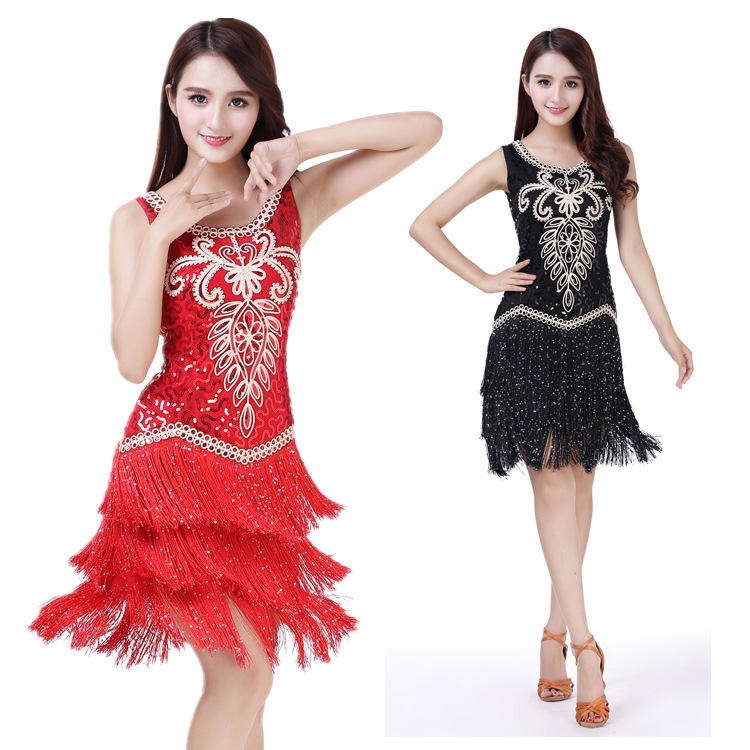 Đầm Khiêu Vũ Latin Không Tay Đính Kim Sa Dành Cho Nữ
