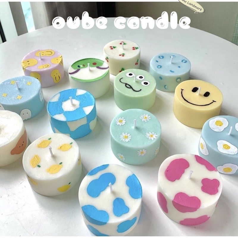 Nến Thơm Handmade Hình Bánh Sinh Nhật Vẽ Tay Tự Chọn Mẫu Quà Tặng Siêu Cute Kích Thước 6.5x4cm | Oube Candle NT15