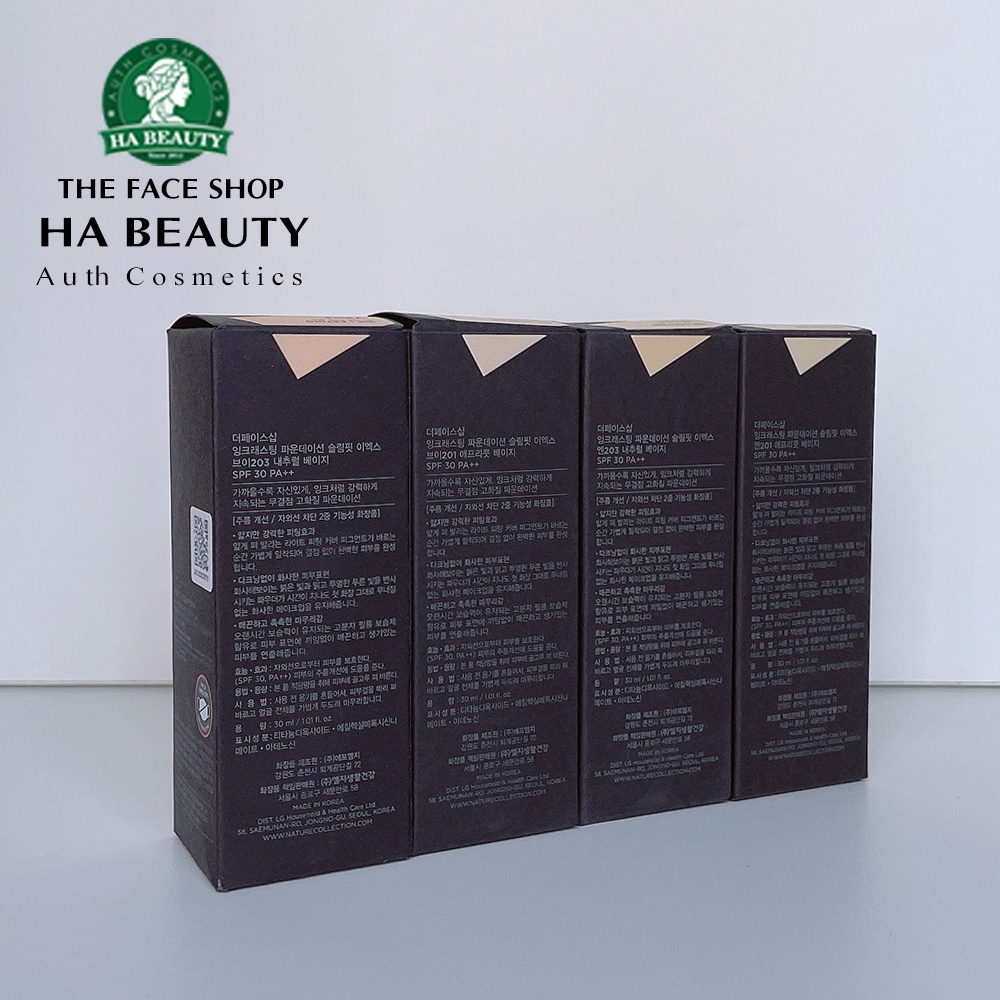 Kem nền lâu trôi The Face Shop Ink Lasting Foundation Slim Fit Ex SPF30 PA++ che khuyết điểm trang điểm đa năng dưỡng ẩm