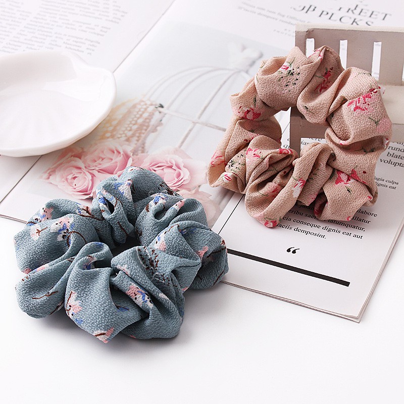 Đồ cột tóc vải chiffon họa tiết hoa xinh xắn C164A