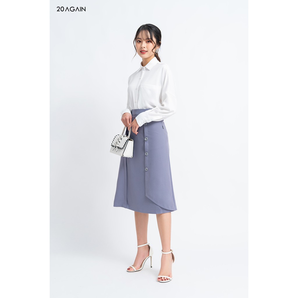 Chân váy midi tà bung đính cúc JDA0993 20 AGAIN | BigBuy360 - bigbuy360.vn